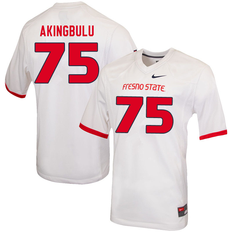 Men #75 Alex Akingbulu Fresno State Bulldogs College Football Jerseys Sale-White